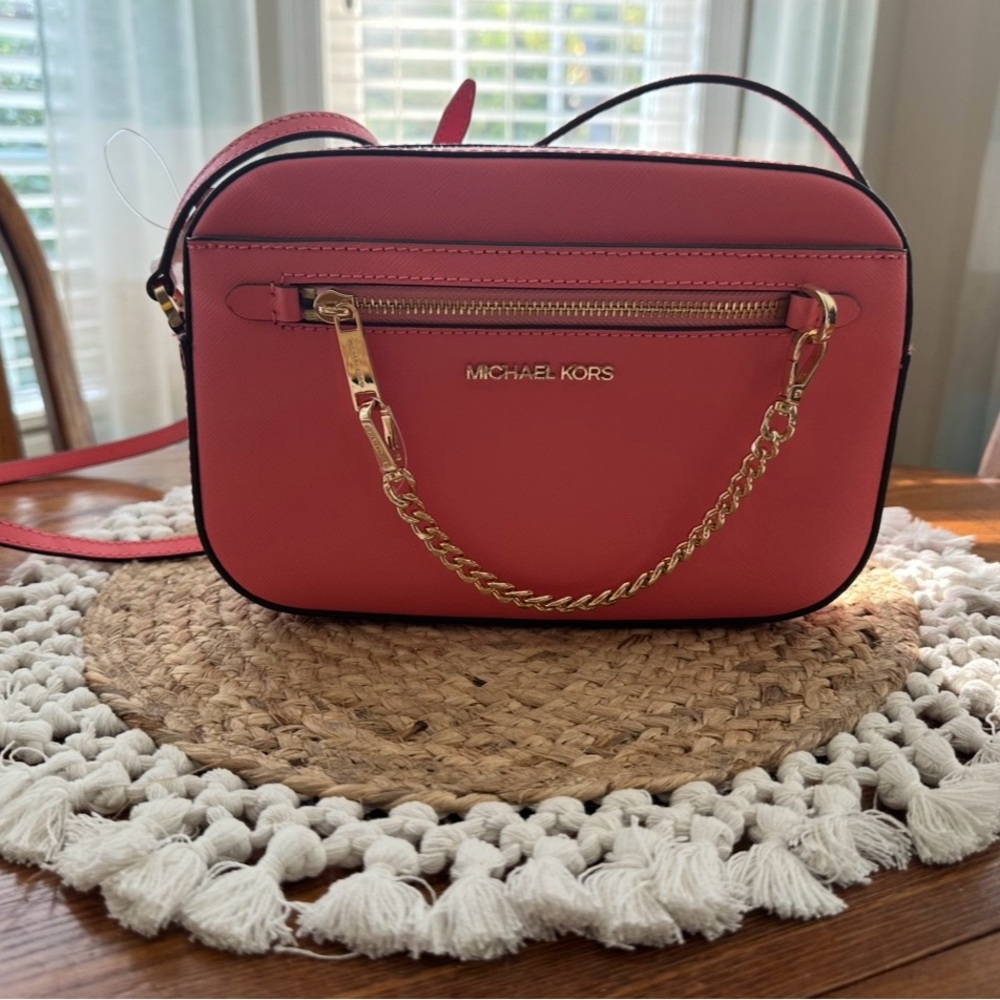 Michael Kors Rose Crossbody Bag with Gold Chain